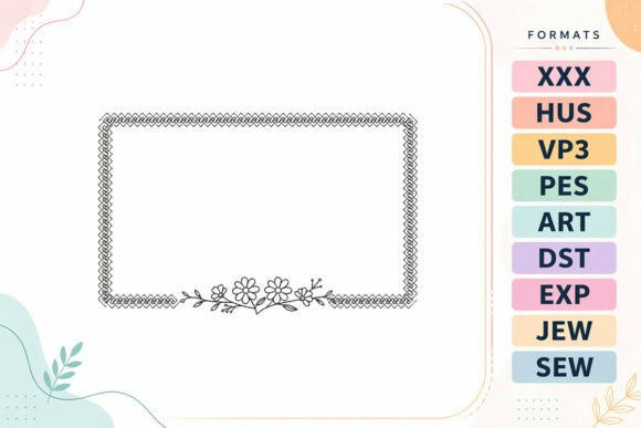 Decorative Floral Frame: A Premium Embroidery Design