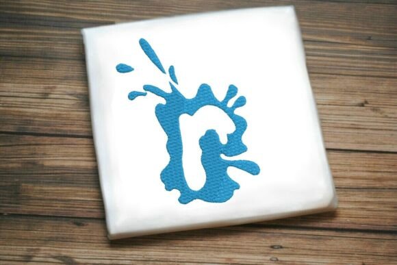 Dynamic Paint Splash Monogram r for Embroidery