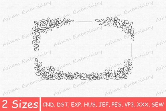 Elegant Botanical Flower Frame for Embroidery
