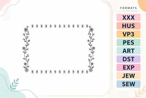 Elegant Floral Border Frame for Embroidery