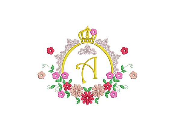 Elegant Floral Crown Monogram Letter A