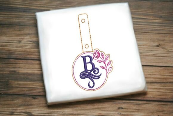 Elegant Floral Monogram Keychain B ITH