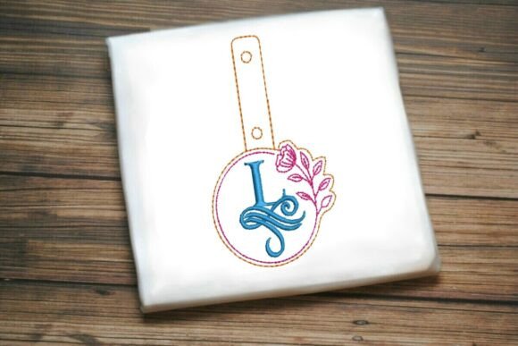 Elegant Floral Monogram Keychain L ITH Design