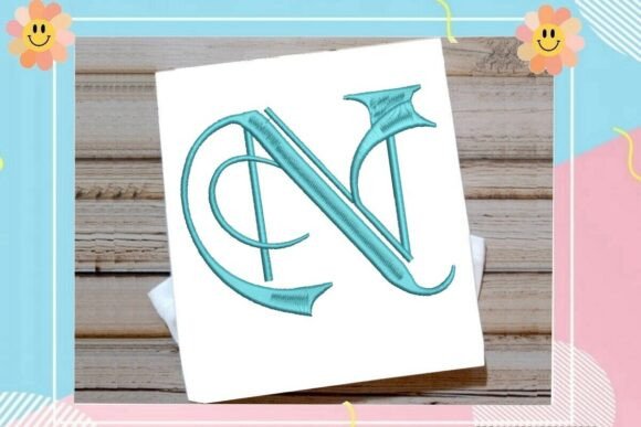 Elegant Vintage Monogram Initial N Embroidery