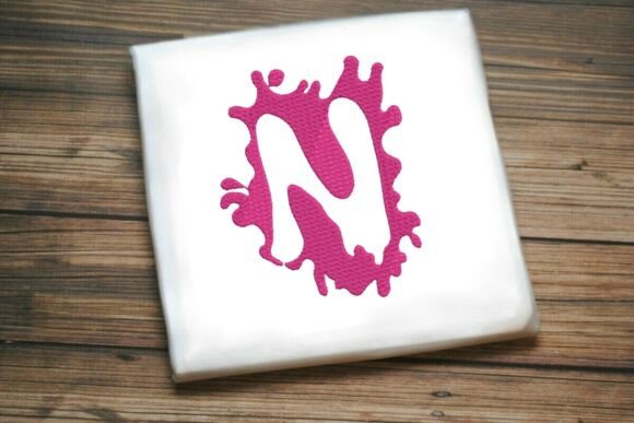 Paint Splash Uppercase Monogram N: A Vibrant Embroidery Design